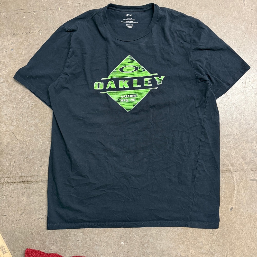 Oakley Buckle Exclusive Mens XXL Black Green Graphic Logo T-Shirt Regular Fit